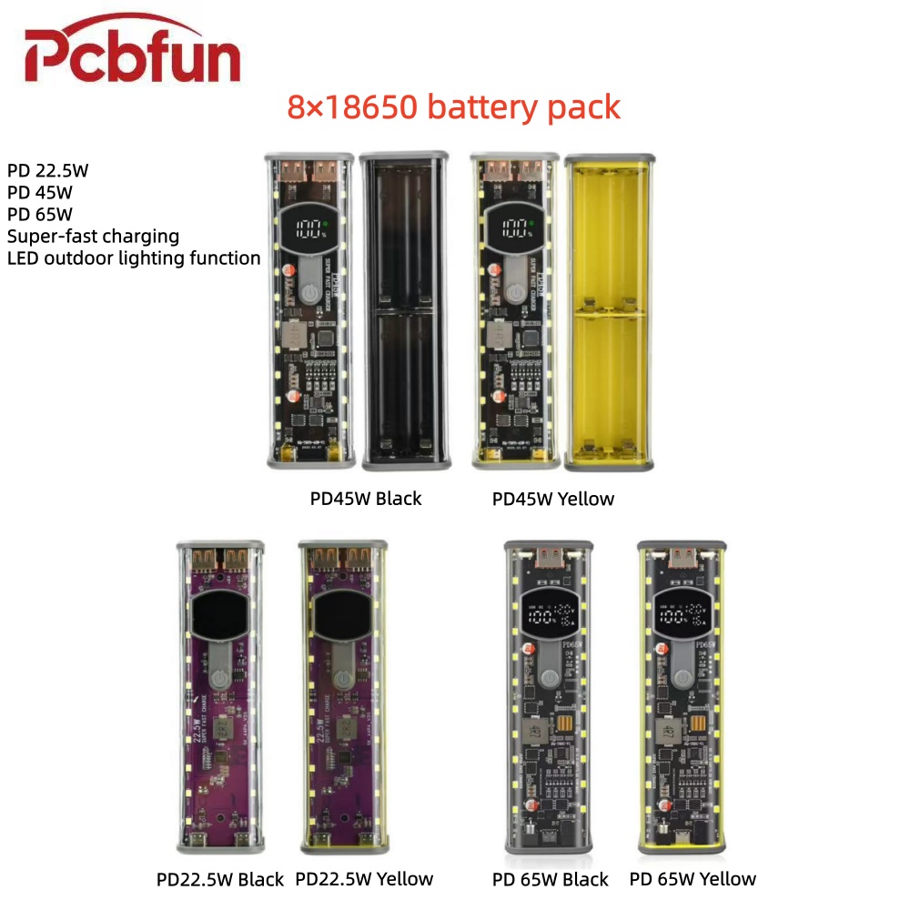 Outdoor Power Board Box - 8×18650 Solder-Free Battery Case, PD 22.5W